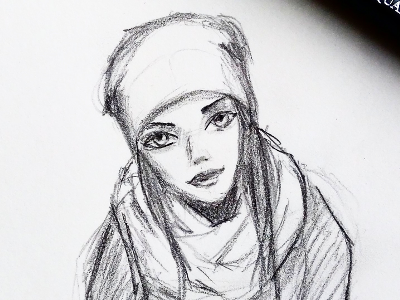 2018 02 24 Girl Face Sketch anatomy art practice beanie illustration portrait practice sketch sketchbook sketching toque