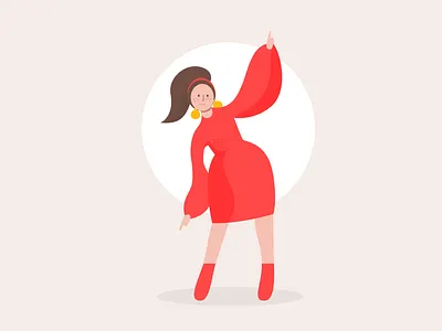Disco Dance 70s dance disco dress flat girl dance graphic design illustration illustration design red vector