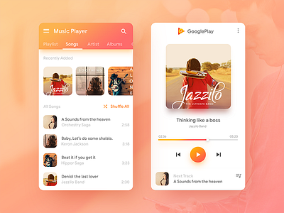 Music Player App android app app ui app ui design audio player challenge google play ios app modern design music player uplabs