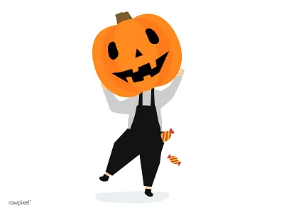 pumpkin head cartoon charater cute emotion holloween illustration pumpkin vector