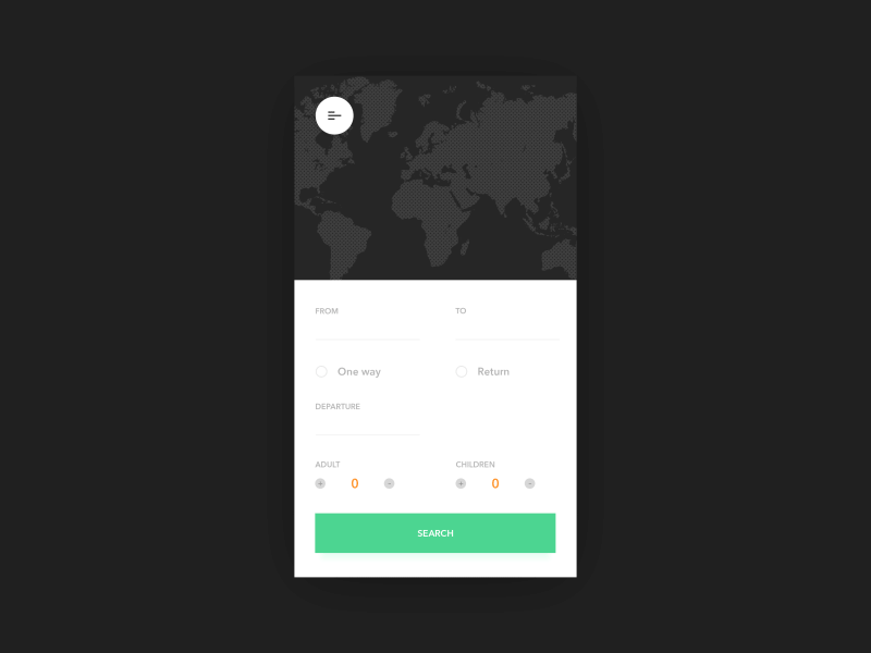 Flight Search - Daily UI challenge 068 animation dailyui darkui flight interaction prototype ticket travel trending ui ux