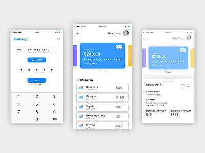 Bank Account Management App app bank card card management management mobile mobile app transaction ui ux