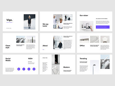 VIGO - Presentation Template Slides deck google slides keynote layout minimal portfolio powerpoint presentation showcase slides template ui