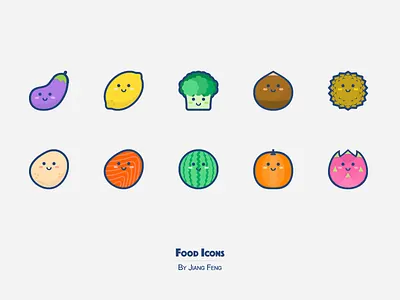 Food Icons 03 durian eggplant food fruit icon lemon potato pumpkin vegetables watermelon