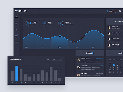 Virtus Dashboard Free PSD Template admin dark dashboard download free freebies ui ux website