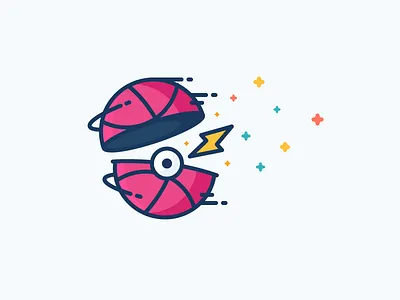 Dribbble Ball! ball dribbble i choose you icon illustration lightning outline pokeball pokemon stars throw thunder