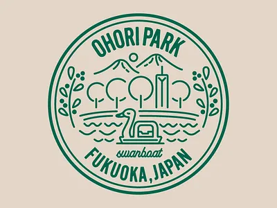 Ohori Park logo design fukuoka icon invite japan logo nature park swan
