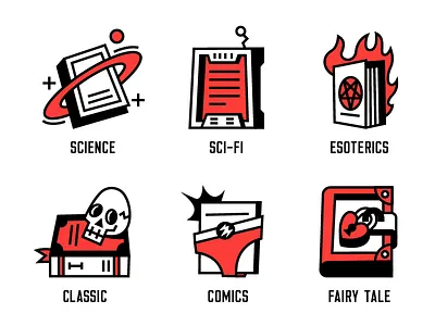 Literary Genres 2 book classic comics esoteric fairy genre icons literature sci fi science tale