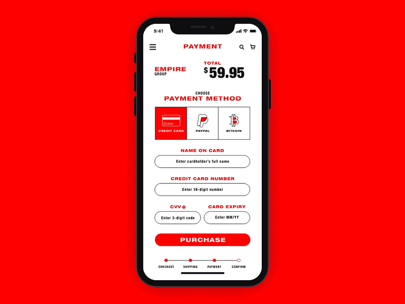 Checkout Screen adobe xd checkout chinese interface red screen ui design