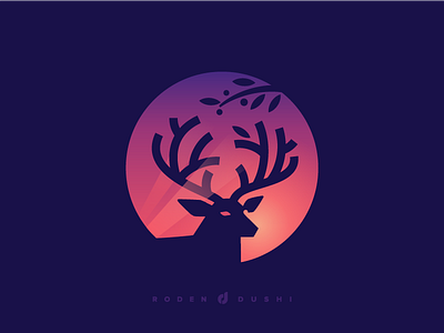 Deer Logo Design brand book branding brand book roden design dushi company studio design hunting brand film icon tree sunset sundown identity deer design logo animal strong mark identity logotype negative space albania symbol top best tree elk production