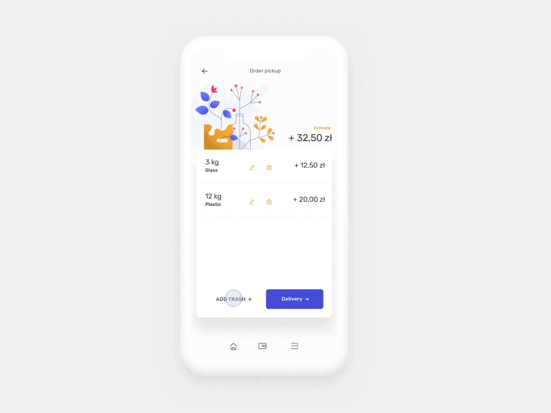 Trashify - app concept clean ecology illustration interaction minimal mobile trash segregation