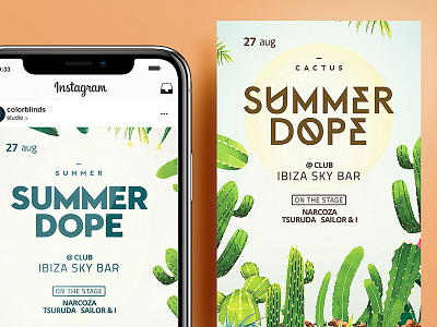 Summer DOPE Flyer bar dj exotic flyer garden jungle leaves party poster summer travel tropical