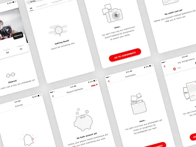 Fotowoo Photography Marketplace empty states illustration photography simple ui ux