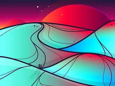Alone in the dune #3 abstract design digital illustration illustrator landscape shapes