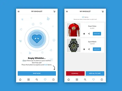 Wishlist e commerce flat shop store ui ux