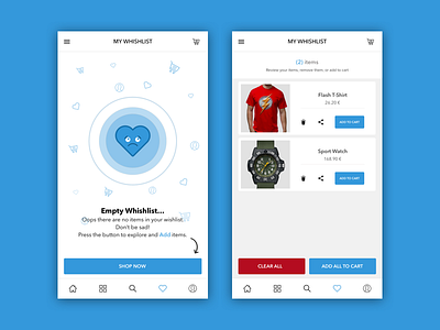 Wishlist e commerce flat shop store ui ux