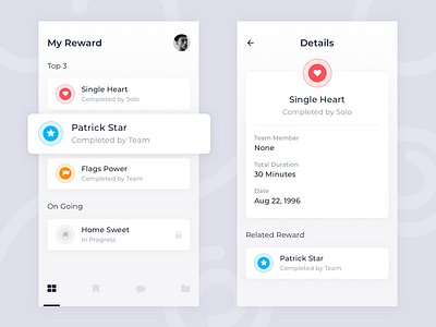 My Rewards illustration list mobile reward ui ux