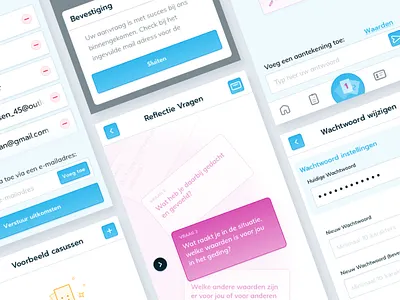 Jeugdhulp Application — Multiple screens overview android app application carousel error interface ios mail mobile overview tabbar ui