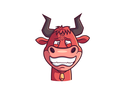 Shocked Bull cartoon bull cartoon cross eyed cute dead died funny rip vector