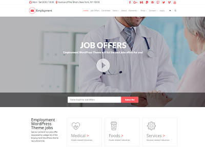 Employment WordPress Theme - Home board employment job listing offer page builder plugins responsive template theme wordpress