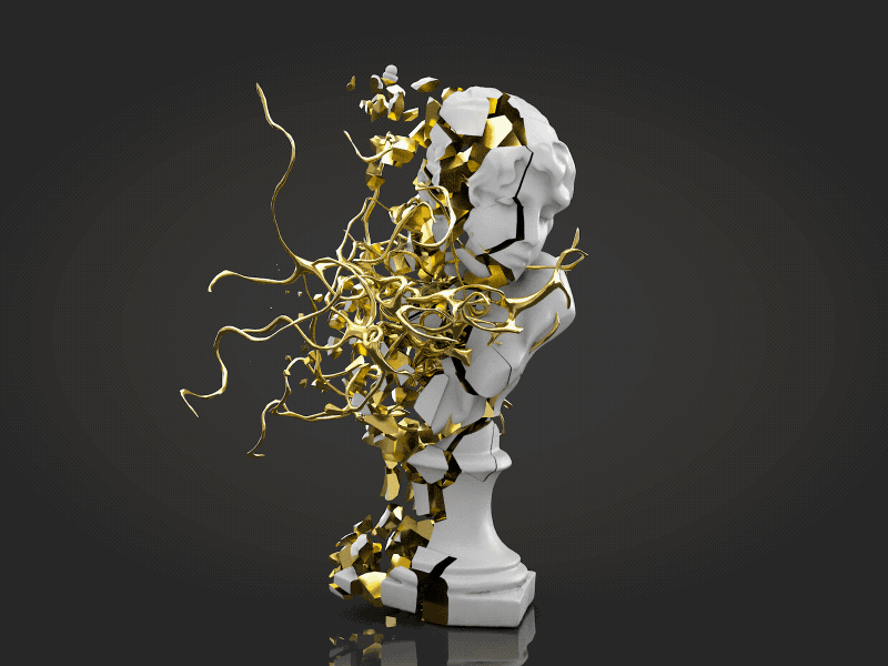 Golden Bust 3d abstract art black bust cinema4d dark design gold white xparticle