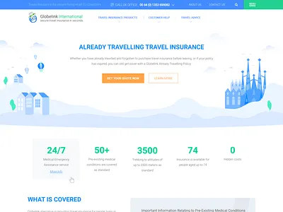 Landing page design home page landing page redesign spain travel travel insurance travel website ui design user interface ux design website redesign