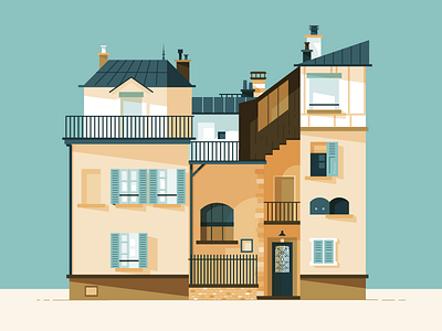 Mon Oncle - The House casa flat flat illustration home house illustration jacques tati mon oncle vector art