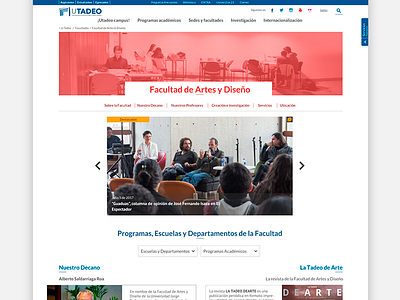 Facultades / Faculties | Utadeo concept interface news proposal ui ui design university web webdesign white