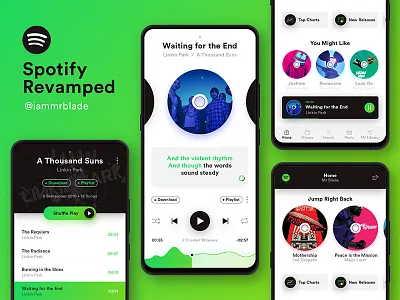 Spotify Revamped app design type ui ux vector