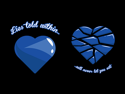 Lies broken emo gem glass heart jewel merch merch design sad shirt design