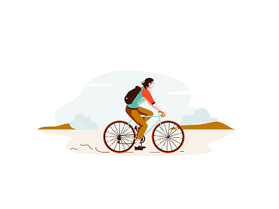 Cycling girl bike character cycling graphic illustration nature pastel ride vector woman