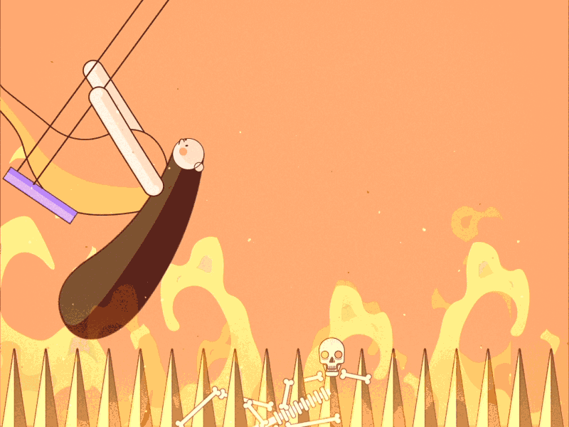 Swinging time! 2d animation character framebyframe illustration skull fire rubberhose