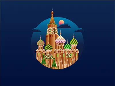 Russia building illustration landmark moscow projection russia