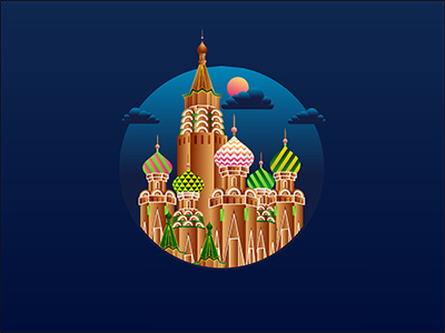 Russia building illustration landmark moscow projection russia