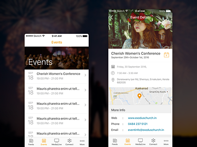 Event Listing & Details church event event details event listing events ios app