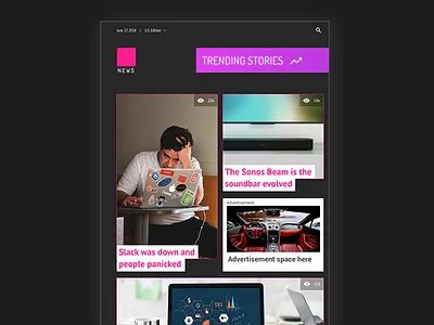DailyUI - 069 - Trending dailyui dark theme digital magazine news trending