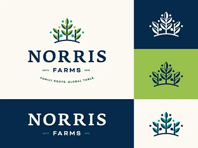 Norris Farms - Logo Variants blueberries farm leaves logo norris oregon