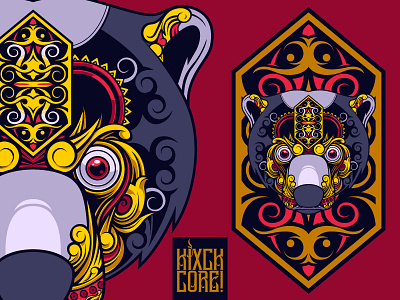 sunbear dayak ornament animal artwork dayak illustration indonesian kixckcore mirror ornament poster reflect sunbear tshirt design