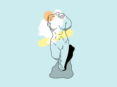 Aphrodite color drawing greek goddess illustration linework pastel vector