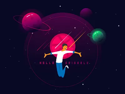 Hello Dribbble hello illustration my artwork relax universe
