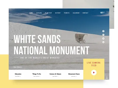 White Sands National Monument - Landing Page landing page layout minimal national park ui user experience ux web development website design