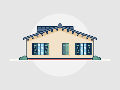 House building cream flat home house illustration