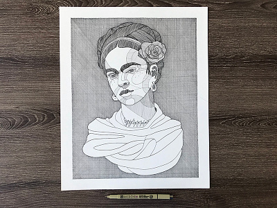 Frida #11 blackandwhite crosshatching drawing frida fridakahlo inking portrait