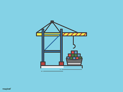 container dock illustration lively simple transportation vector