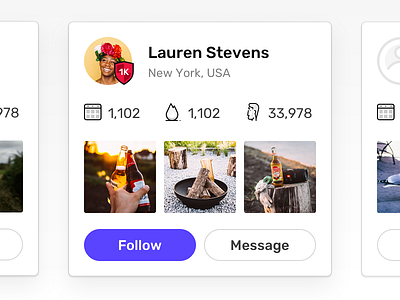 User Card button clean minimal photos profile typography user user card web website widget