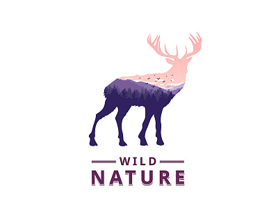 Deer animal deer double exposure nature vector