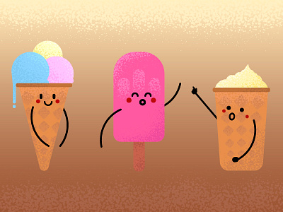 Three types of ice cream. cold cream dessert food glass happiness ice joy pink wafer yellow