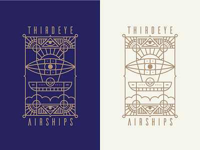 Thirdeye Airships Badge airship art deco badge icon iconography icons illustration logo mark ship