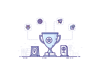 Success Illustration 2d achievement colored cup icon illustration line outline prize success