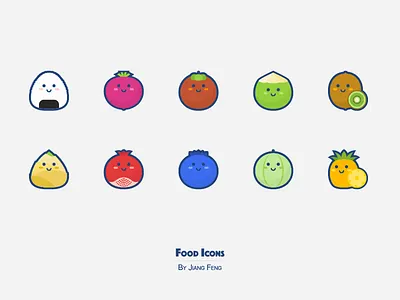 Food Icons 04 blueberry coconut food fruit icon kiwi melon pineapple pomegranate vegetables